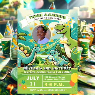 Niedlich Dinosaur Geburtstagsparty Einladung