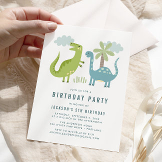 Niedlich Dinosaur Geburtstagsparty Einladung