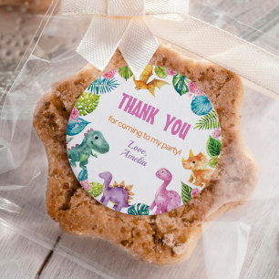 Niedlich Dinosaur Girl Birthday Classic Round Stic Runder Aufkleber