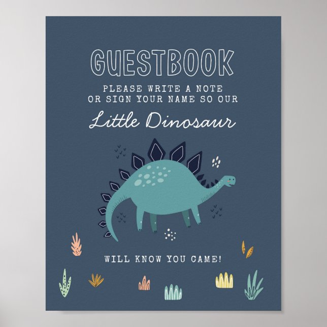 Niedlich Dinosaur Guestbook-Zeichen Poster (Vorne)