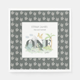 Niedlich Dinosaur Jungle Wasserfarbe Junge 1. Gebu Serviette