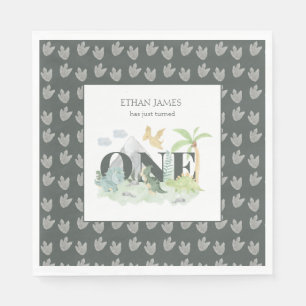 Niedlich Dinosaur Jungle Wasserfarbe Junge 1. Gebu Serviette