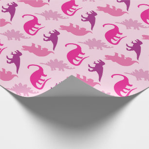 Niedlich Dinosaur Kinderdusche Dino Pink Girl Geschenkpapier
