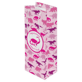 Niedlich Dinosaur Kinderdusche Dino Pink Girl Geschenktüte Für Weinflaschen