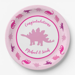 Niedlich Dinosaur Kinderdusche Dino Pink Girl Pappteller