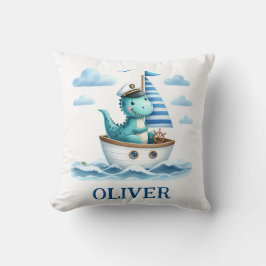 Niedlich Dinosaur Nautical Captain Personalisiert Kissen