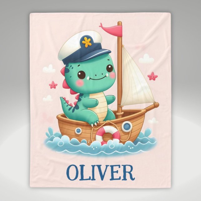 Niedlich Dinosaur Nautical Sailboat Captain Fleecedecke (Von Creator hochgeladen)