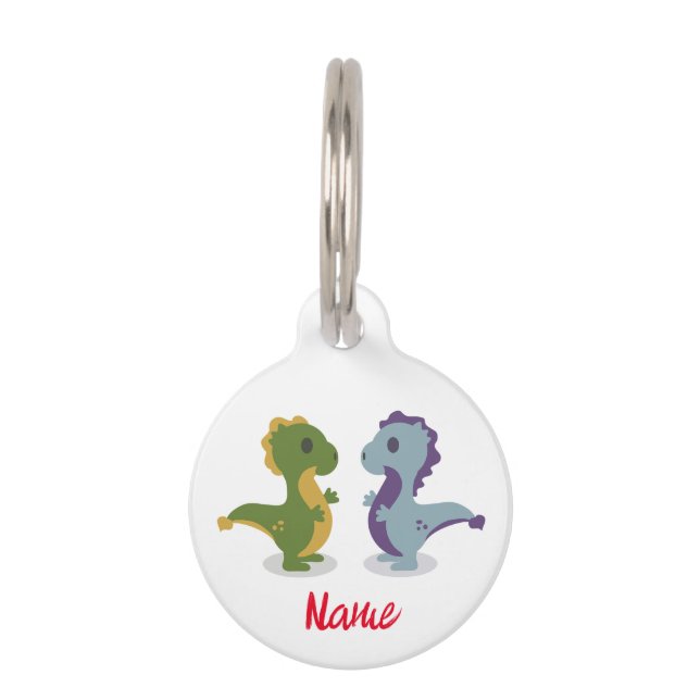 Niedlich Dinosaur Pair Thunder_Cove Haustiermarke (Vorderseite)