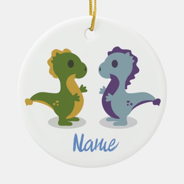 Niedlich Dinosaur Pair Thunder_Cove Keramik Ornament (Vorne)