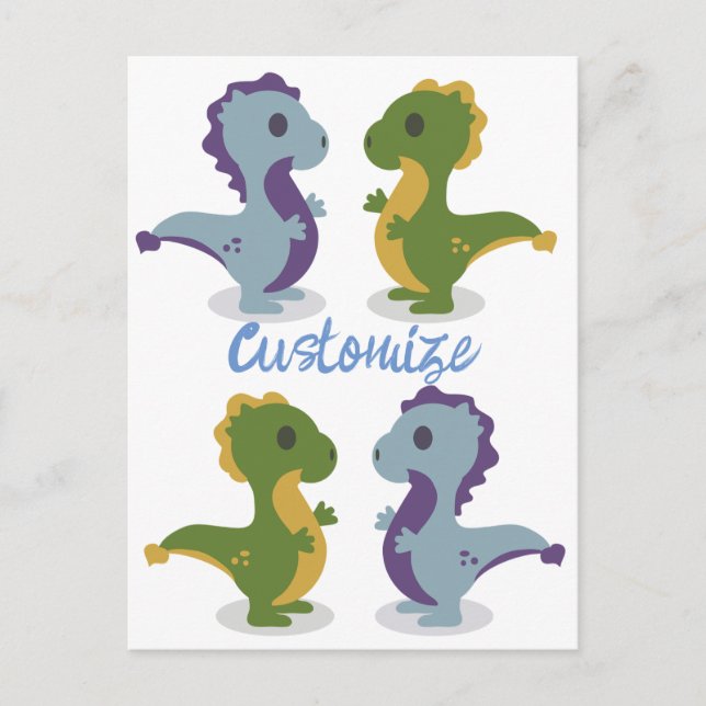 Niedlich Dinosaur Pair Thunder_Cove Postkarte (Vorderseite)