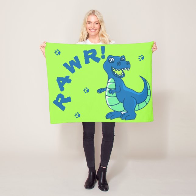 Niedlich Dinosaur RAWR Paw Green Blue Kids Fleecedecke (Beispiel)