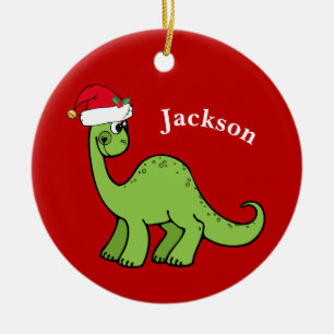 Niedlich Dinosaur Santa Claus Hat Red Kids Weihnac Keramik Ornament