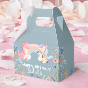 Niedlich Dinosaur Unicorn Blume Geburtstagsmädchen Geschenkschachtel