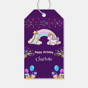 Niedlich Dinosaur Unicorn Regenbogen Ballon Geburt Geschenkanhänger