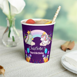 Niedlich Dinosaur Unicorn Regenbogen Ballon Geburt Pappbecher