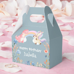 Niedlich Dinosaur Unicorn Regenbogen Blume Geburts Geschenkschachtel