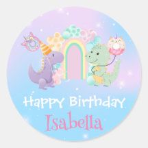 Niedlich Dinosaur Unicorn Regenbogenballon Geburts