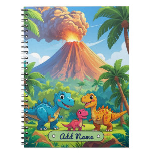 Niedlich Dinosaur Volcano-Notebook - bearbeitbarer Notizblock
