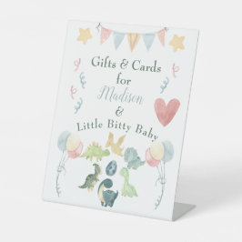 Niedlich Dinosaur Watercolor Baby Dusche Blau Sockelschild