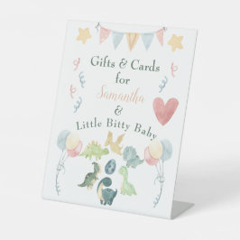 Niedlich Dinosaur Watercolor Babydusche Orange Sockelschild