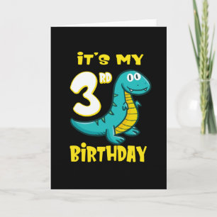 Niedlich Dinosaurier 3. Geburtstag Shirt Boys Karte