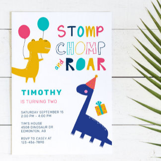 Niedlich Dinosaurier Geburtstag Farbige Party Boys Einladung