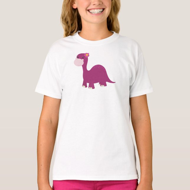 Niedlich Dinosaurier, Girl Dinosaurier, Pink Dinos T-Shirt (Vorderseite)