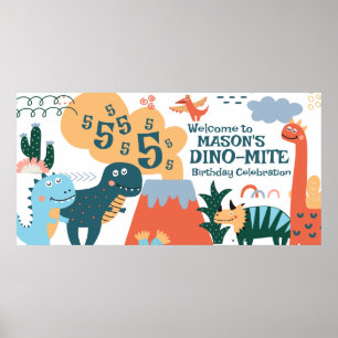 Niedlich Dinosaurier Kindergeburtstag Party Banner Poster