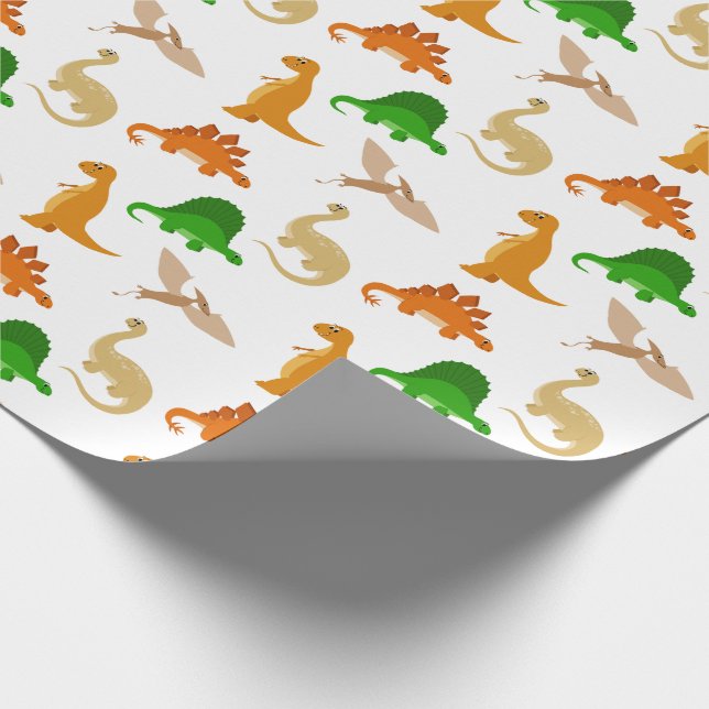 Niedlich Dinosaurier Muster Geschenkpapier (Ecke)
