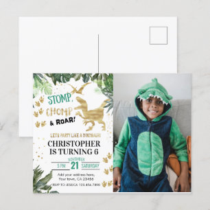 Niedlich Dinosaurier Party Foto Geburtstag Postkarte