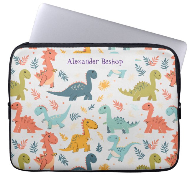 Niedlich Dinosaurier Personalisiert Laptopschutzhülle (Vorderseite)