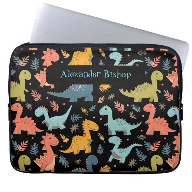 Niedlich Dinosaurier Personalisiert Laptopschutzhülle (Vorderseite)