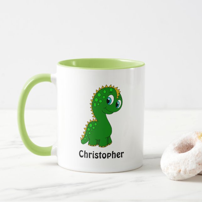 Niedlich Dinosaurier Personalisiert Tasse (Mit Donut)