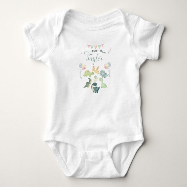 Niedlich Dinosaurier Wasserfarbe Personalisiert Baby Strampler (Vorderseite)