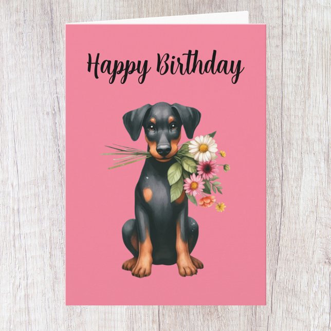 Niedlich Doberman Birthday Card Karte (Von Creator hochgeladen)