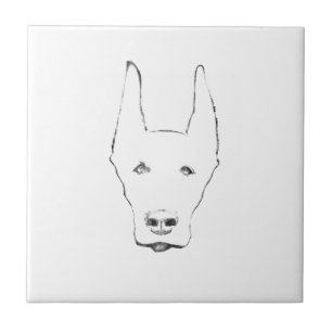 Niedlich Doberman Pinscher Dog Face Sketch Fliese