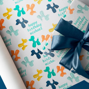 Niedlich Dog Balloon Muster Kindergeburtstag Geschenkpapier