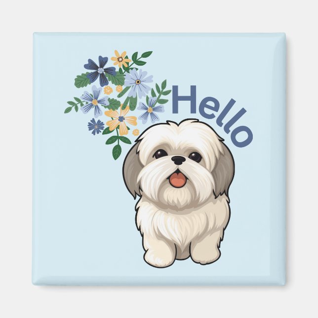 Niedlich Dog Hello Magnet (Vorne)