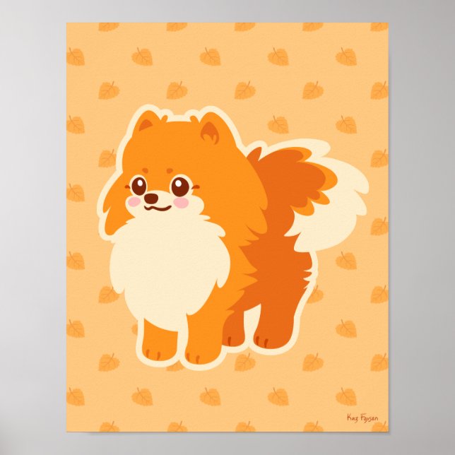 Niedlich Dog Kawaii Spitz Poster (Vorne)