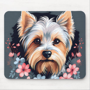 Niedlich Dog Yorkshire Terrier Blume Mousepad