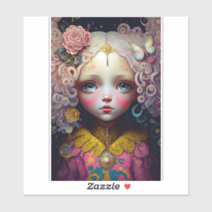 Niedlich Doll Girl Pink Hair Aufkleber