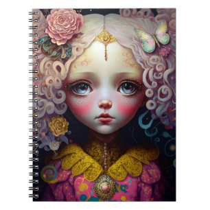 Niedlich Doll Girl Pink Hair Notizblock