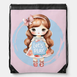 Niedlich Doll Stehender "Lass's Play" T - Shirt De Sportbeutel