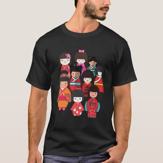 Niedlich Dolls Festival Hinamatsuri zum Feiern von T-Shirt (Vorderseite)