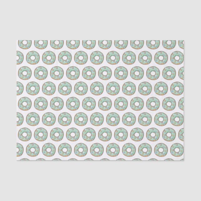 Niedlich Donut Rings Aquamarin Zuckerguss Muster Seidenpapier (Vorderseite)