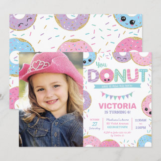 Niedlich Donuts Doughnut Geburtstagsparty Foto Einladung