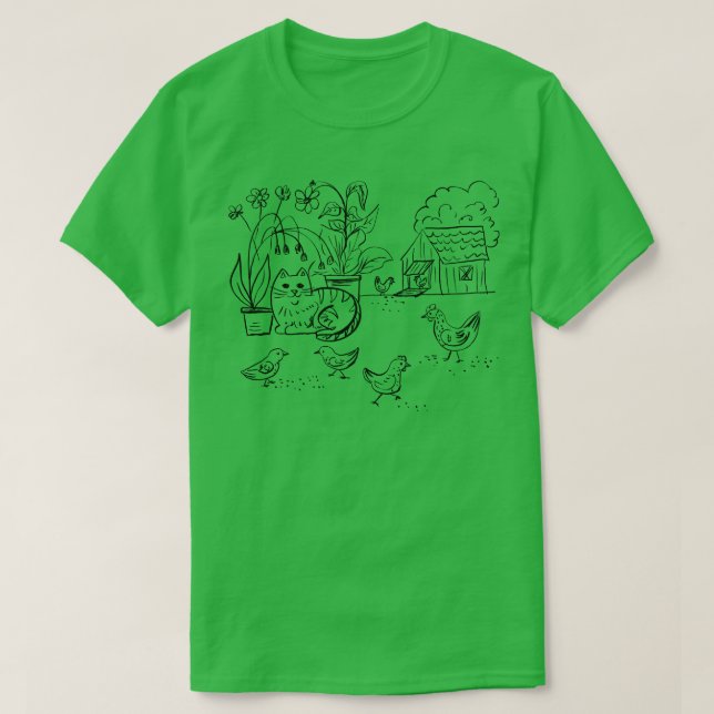 Niedlich Doodle Cat Farm T-Shirt (Design vorne)