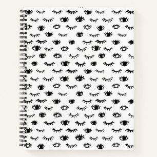 Niedlich Doodle Eyelash Muster Notizbuch