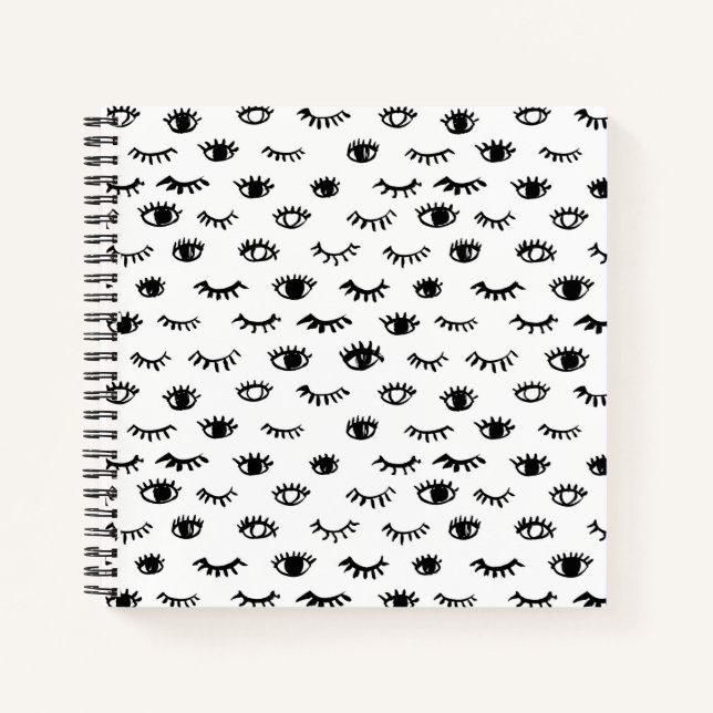 Niedlich Doodle Eyelash Muster Notizbuch (Vorderseite)