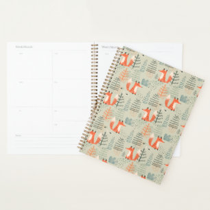 Niedlich Doodle Fox Forest Woodland Muster Planer